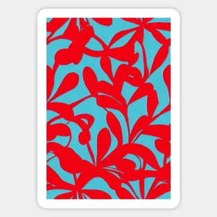 Beautiful Stylized Red Flowers on Blue Background, for all those who love nature #215 Sticker